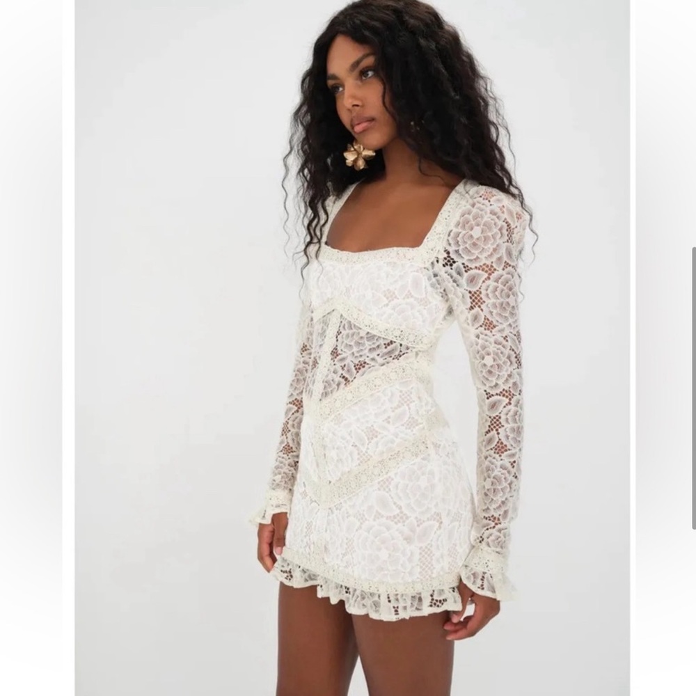 NEW FOR LOVE & LEMONS cleo mini dress in ivory - Picture 3 of 6